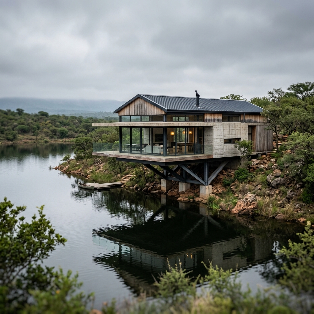 Akwande cantilevered luxury eco-chalet suspended over Loskop Dam
